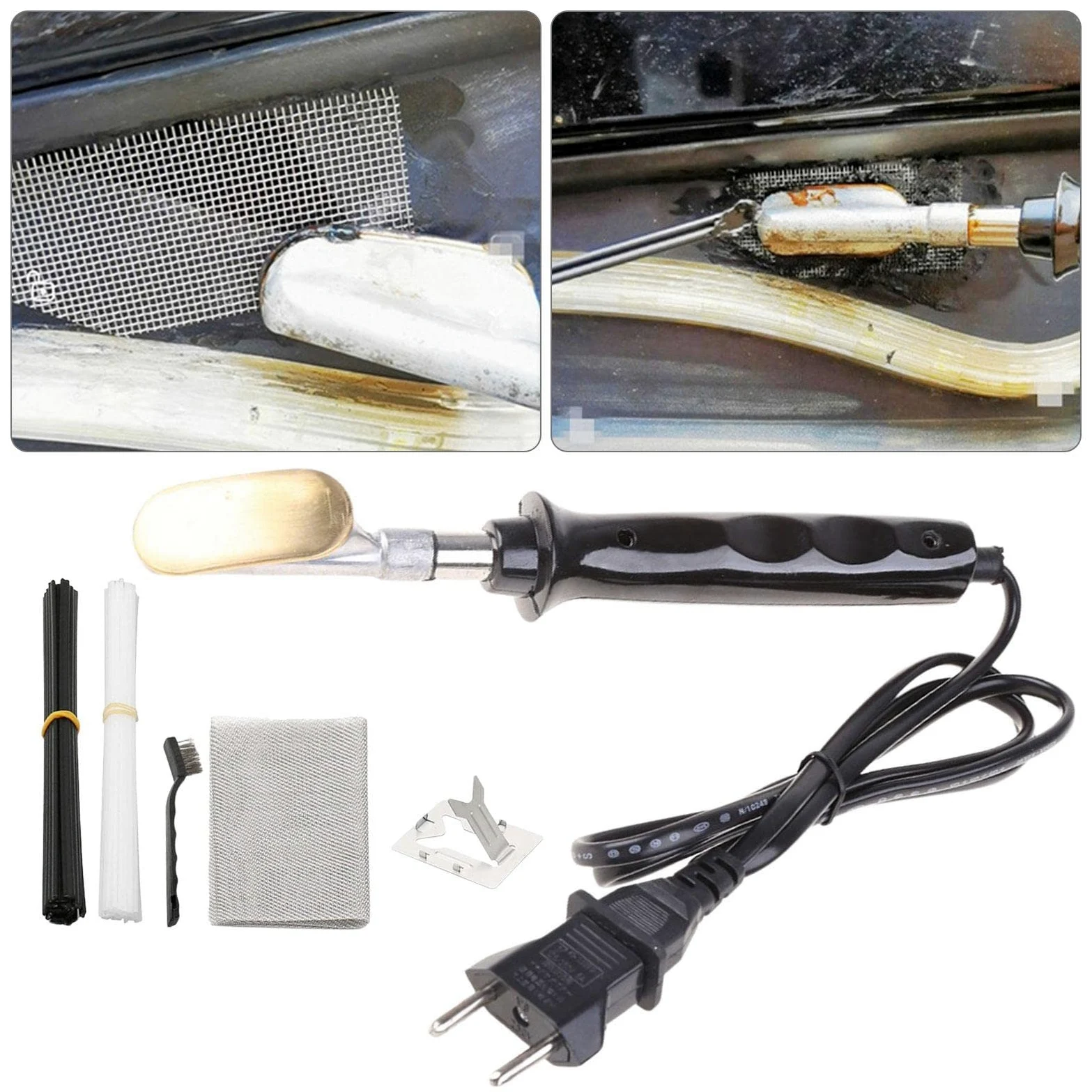 réparation Pare-Chocs Voiture - en Plastique - soudage pour Pare-Chocs Voiture - pour réparer Les Fissures et Les Trous - Grille spatule - Fil Soudure