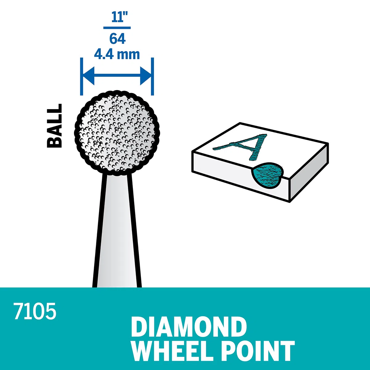 Dremel 7105 Diamond Ball Point, tige 1/8"