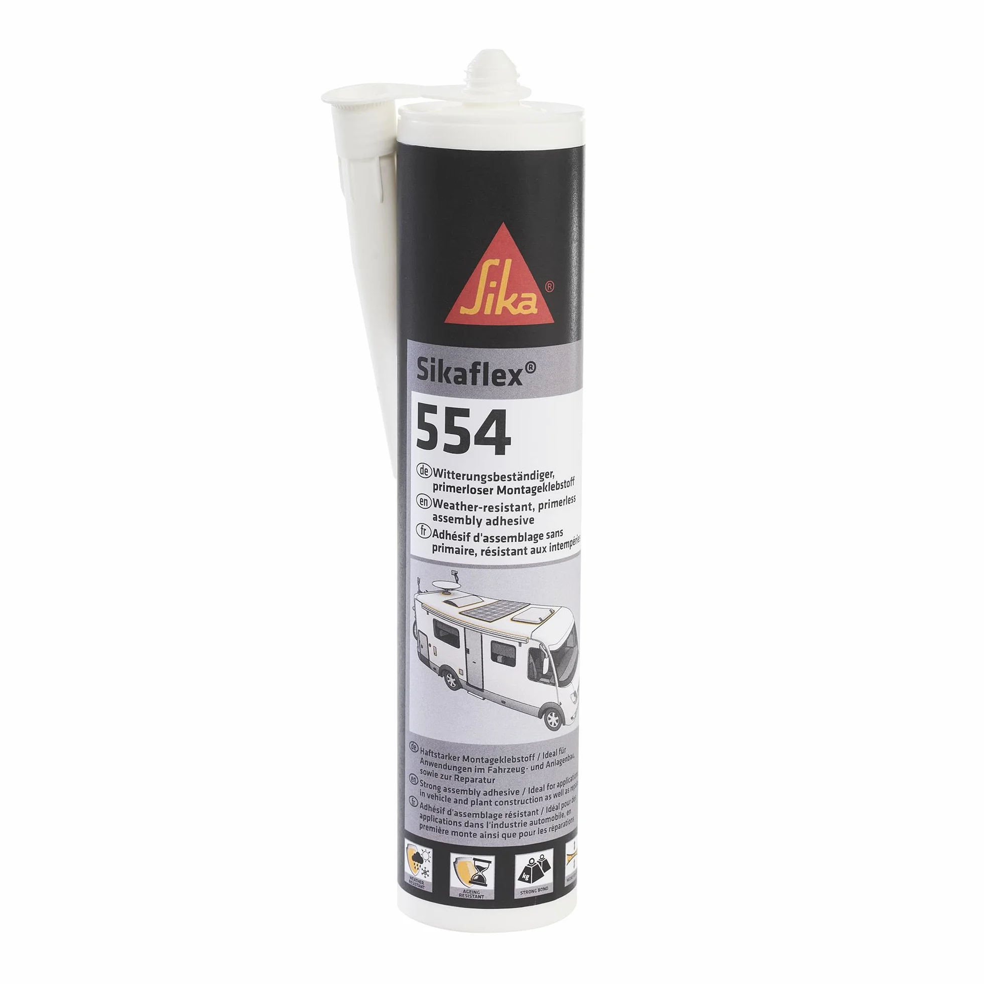 Sika Colle de montage - Sikaflex-554 blanc - Idéal pour les grands composants et les charges dynamiques élevées - Résistant au vieillissement et aux intempéries - 300 ml