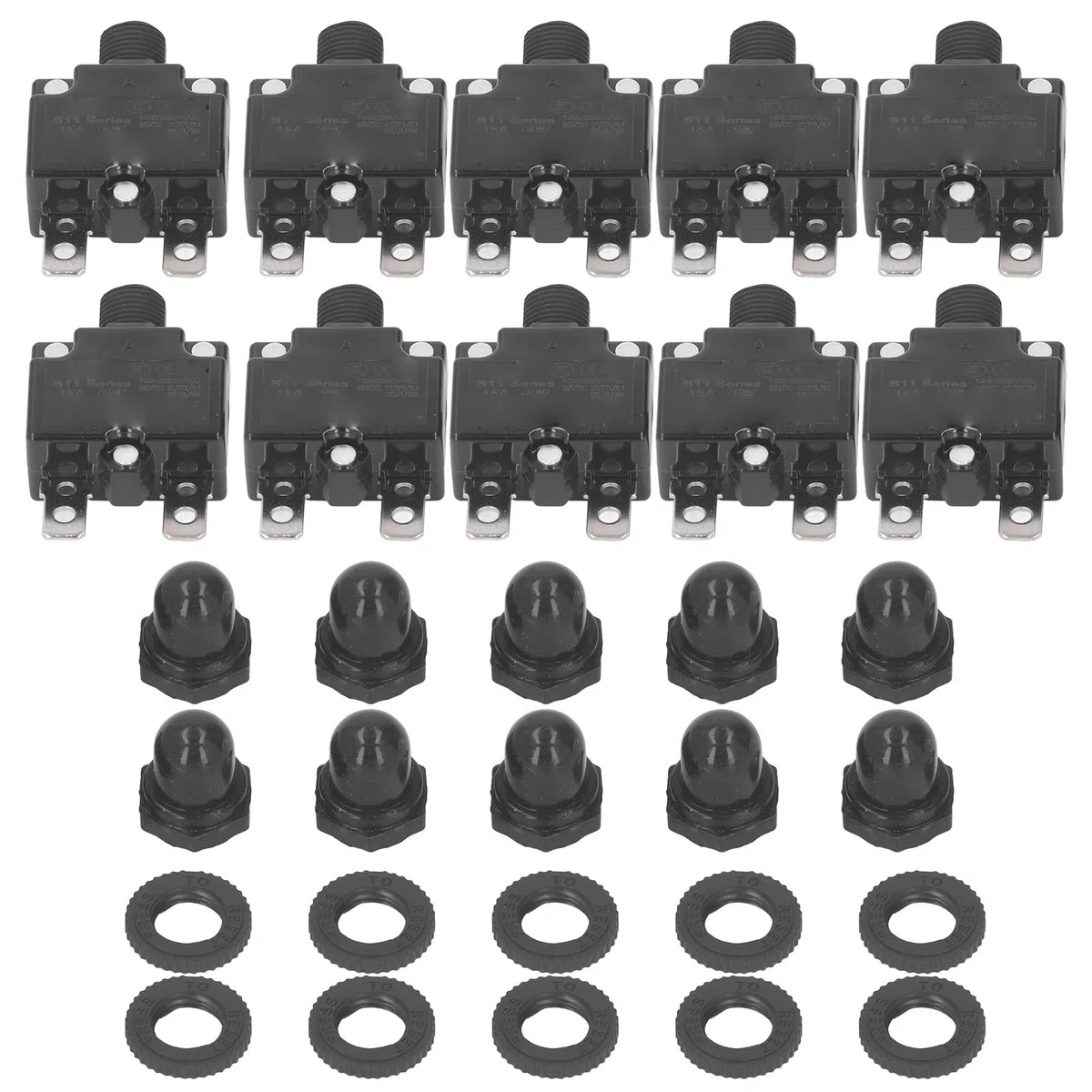 10 Pièces Disjoncteur Thermique 15A Protecteur de Surcharge Fusible Relais Réinitialisation Automatique pour Pompe à Eau Générateur Compresseur D'air