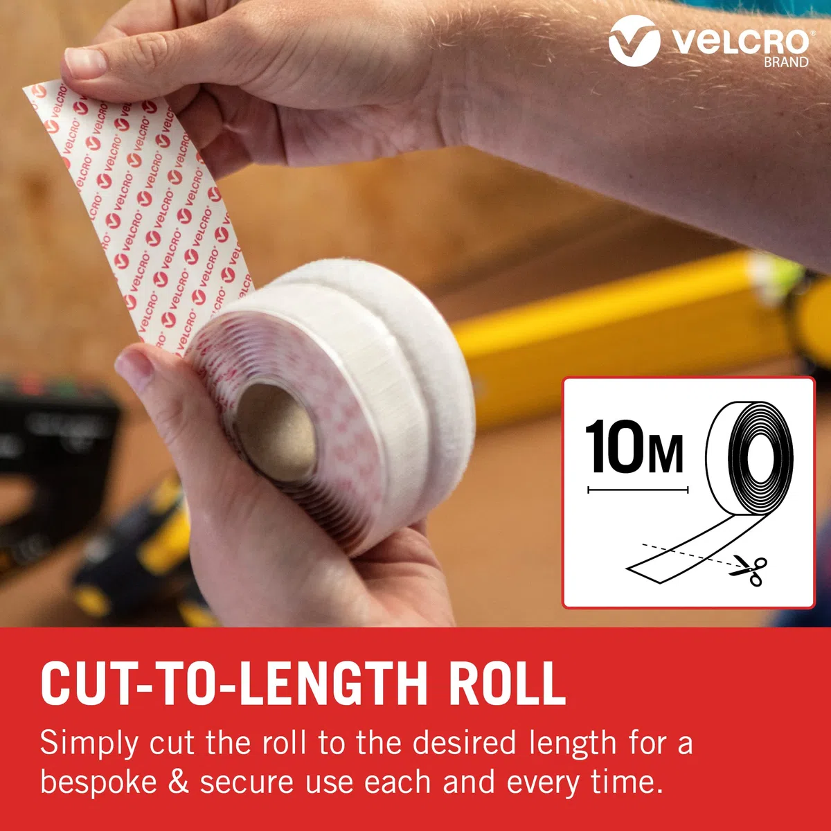 Velcro Marque, Ruban Adhésif Auto-Agrippant À Crochets Et Boucles, Qui Se Coupe À La Longueur Désirée & Parfait Pour La Décoration De Pièce, Maison, Bureau, Dans Le Garage, Beige 20 Mm X 10 M