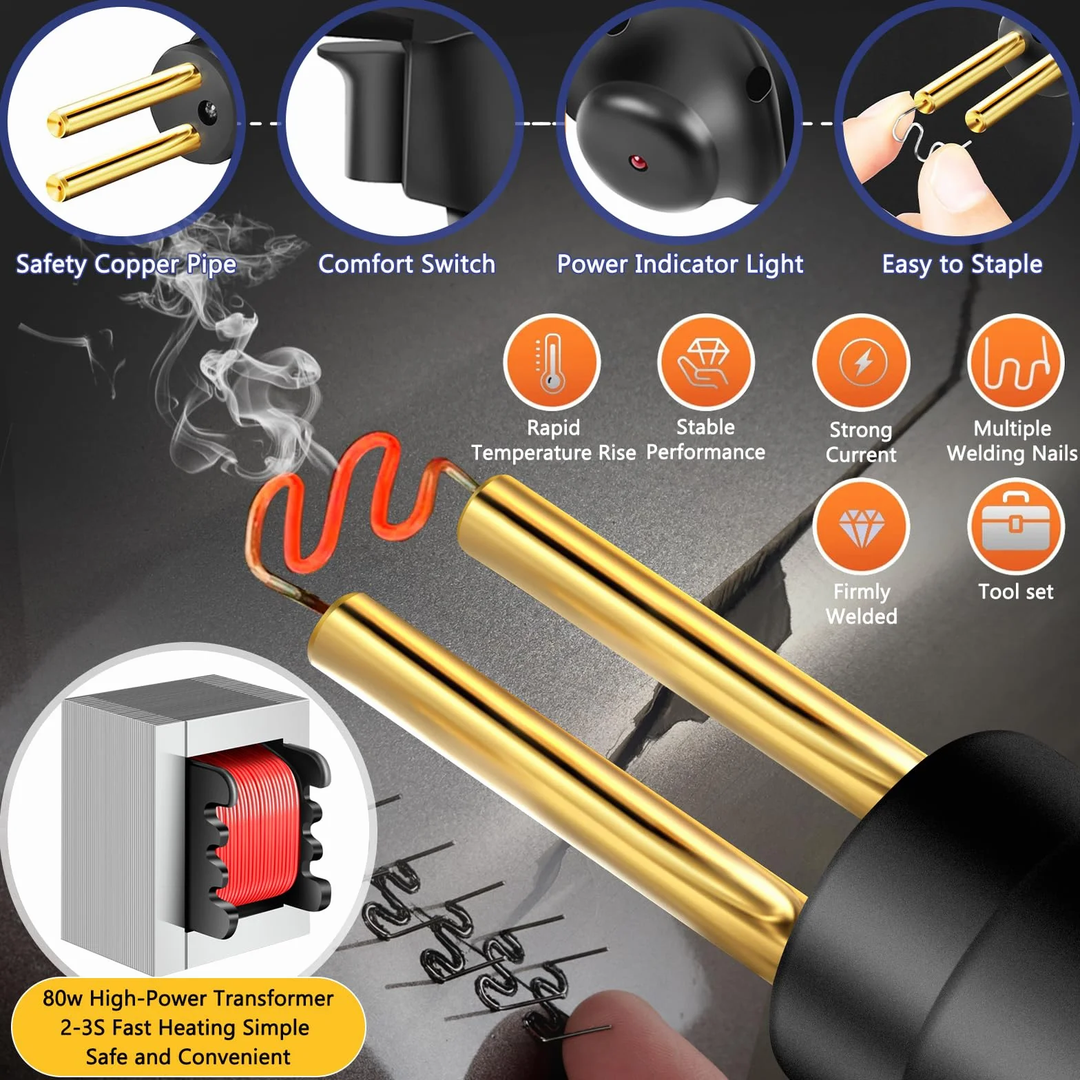 80W Soudage plastique Machine,Kit de Réparation avec 800Pcs 6 Sortes Agrafeuse Chaud,Soudure Plastique,Réparation de Pistolet de Soudeur, Soudeuse pour Réparation de Pare-Chocs de Voiture.