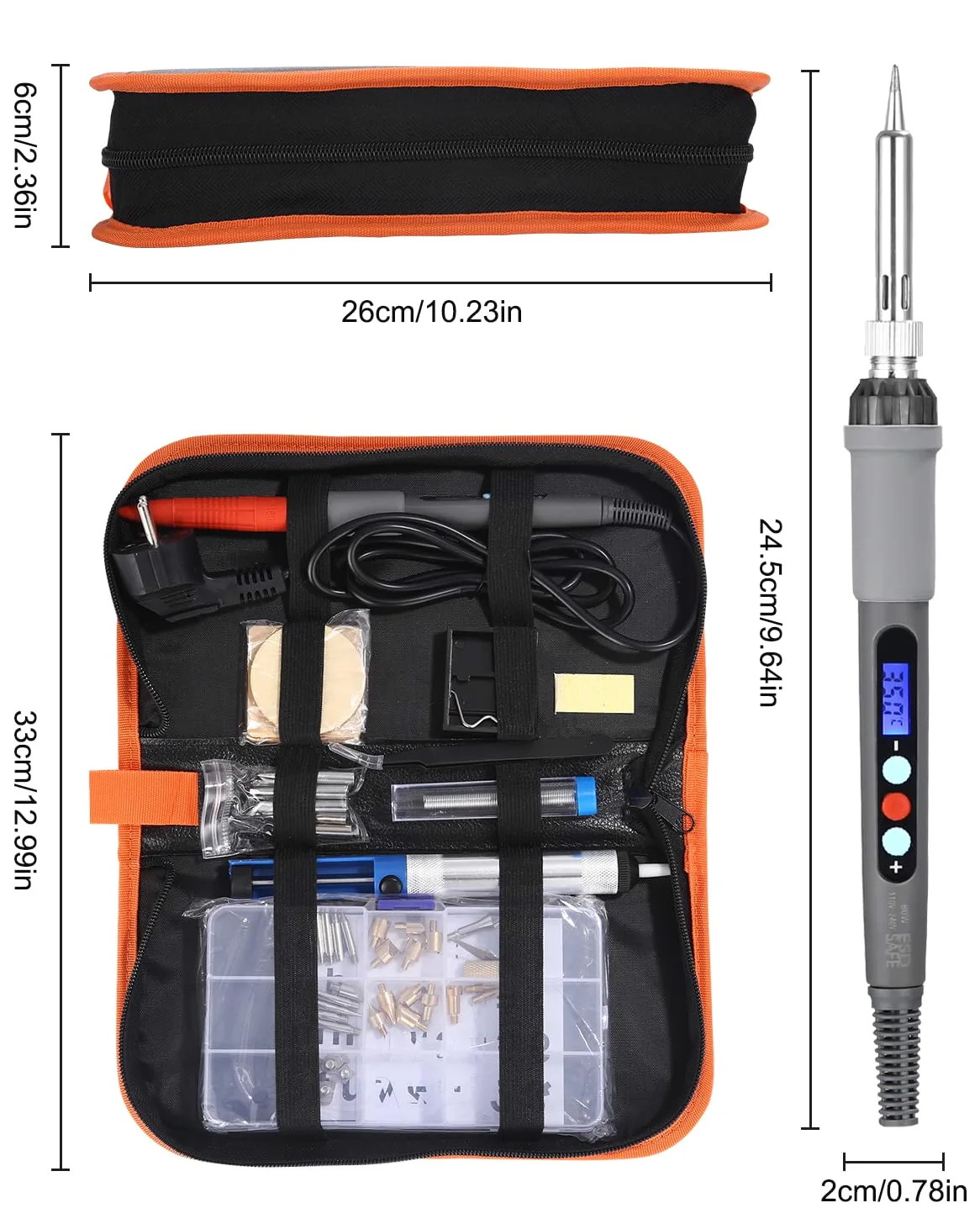 Kit de pyrogravure fer à souder,60W Fer à Souder Electrique Kit avec Écran LCD Temperature Réglable avec interrupteur ON/OFF,pour Pyrogravure,Soudage,Bricolage,Artisanat Sur Bois,Cuir etc.