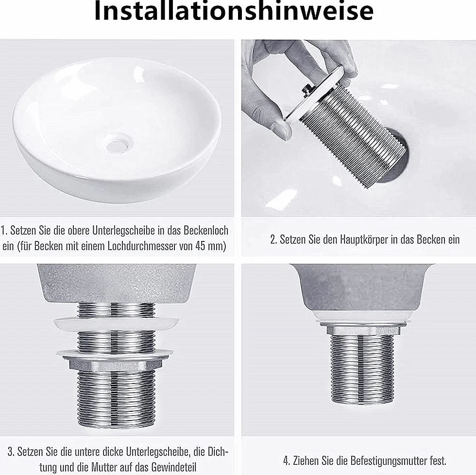 Pop-up Rétro Bouchon Bonde de Lavabo Vidange Clic-clac sans Trop-Plein en Laiton Bronzé Universel Valve Draineur d’Evier Vasque Siphon sans Trou de Débordement Poli- sans Trop-Plein