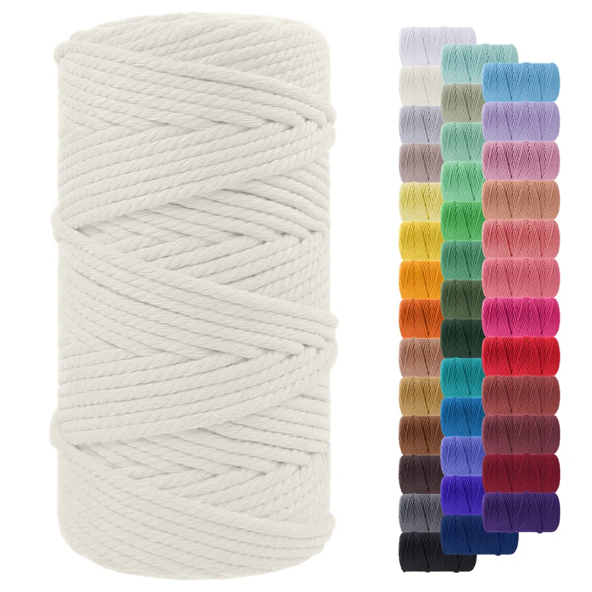 Corde Macramé 5mm x 100m, Fil Macramé Coton Naturel, Grosse Ficelle Cordelette 5mm Cordon pour Mural, Porte Plante, Bricolage, Décoration Boho (Naturel)