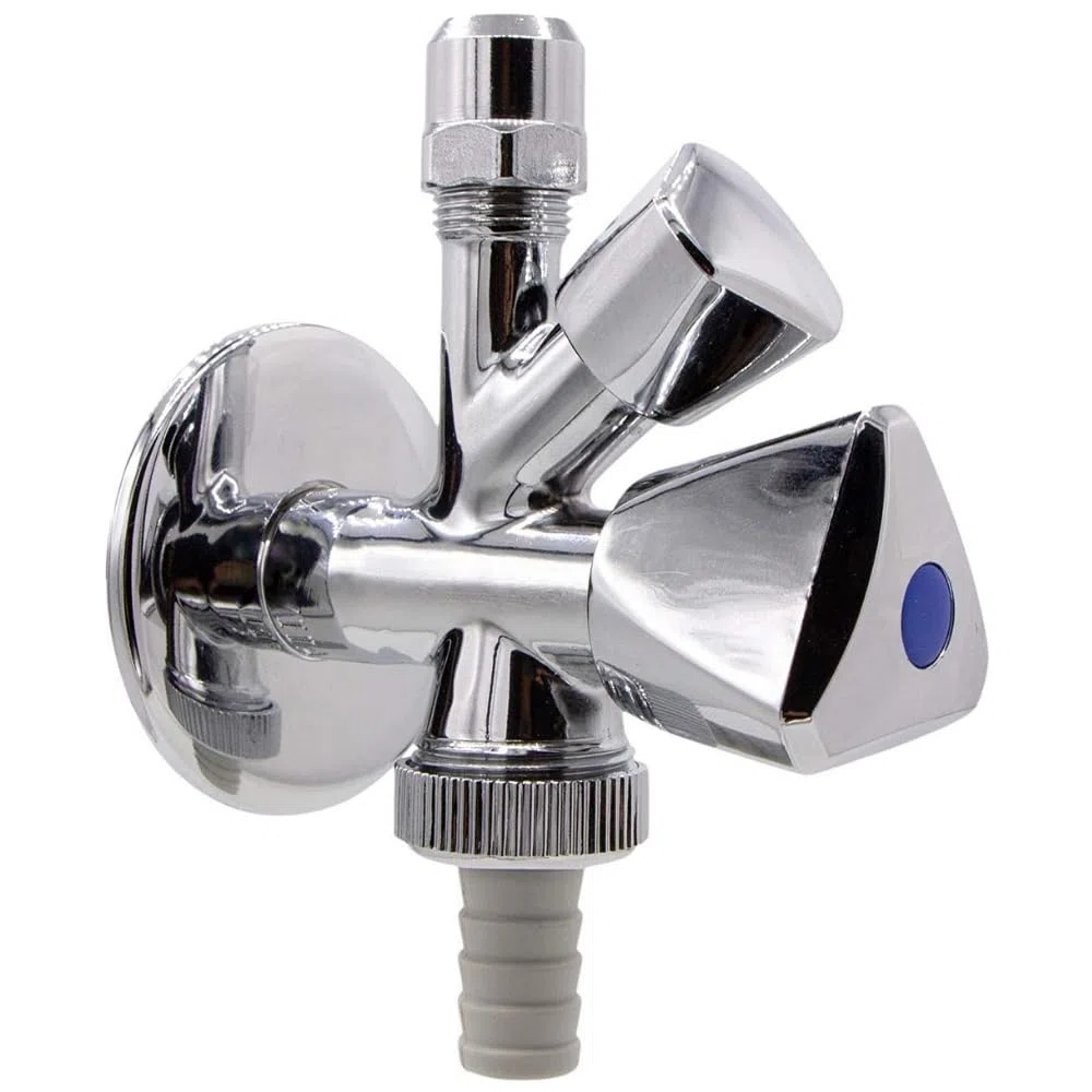 Schell | Robinet Équerre Combiné d'arrêt Universel 437011, 1/2, DN 15 Vanne d'angle combinée Auto-Étanche en laiton chromé pour machine à laver et lave-vaisselle.