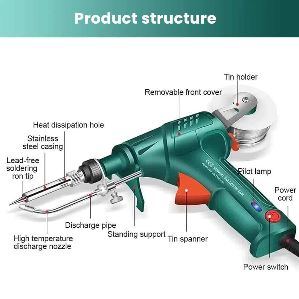 Pistolet à Souder 60W,Ensemble Pistolets Soudage à Fer à Souder Multifonctions Portables Pour La Rouille/Découpe/Soudage, Avec Pompe à Dessouder, Fil D'étain, 2 Pincettes Antistatiques (A)