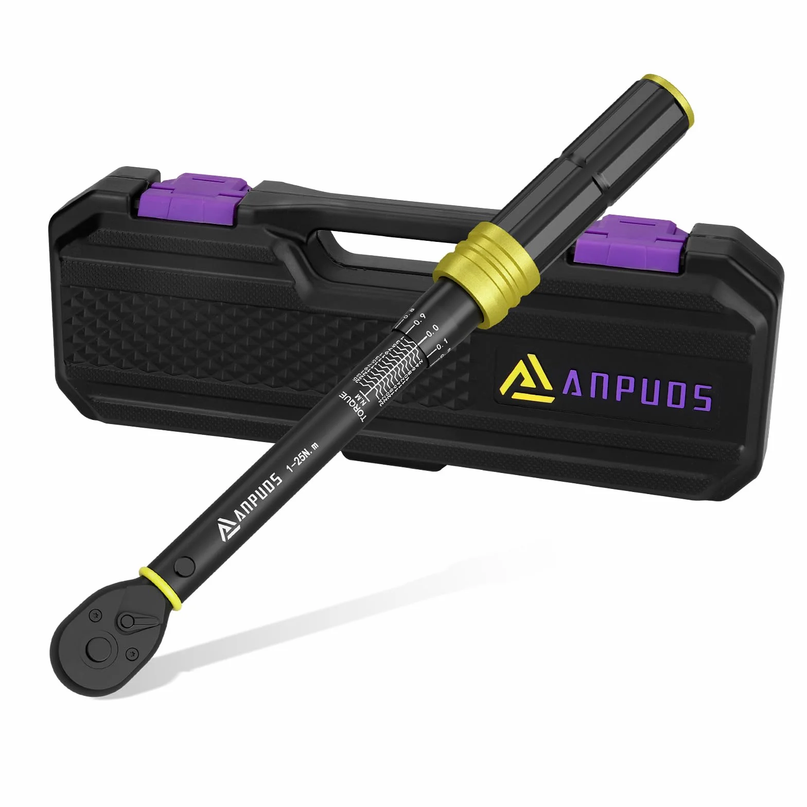ANPUDS Clé Dynamométrique 1/4'', 1-25Nm Clé Dynamométrique Vélo, 0,1 NM Micro-ajustement, Précision ±3%, 72 Dents Cle Dynamometrique pour Vélos Route Montagne y Moto