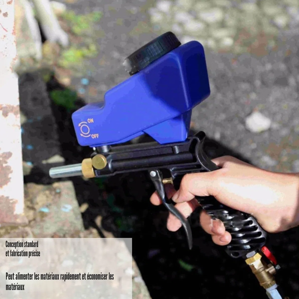 Sableuse à Alimentation par gravité, 70-150 PSI 6000 Tr/min Kit de Pistolet de Sablage à Main, Pistolet de Sablage à Air comprimé pour Nettoyer la Rouille, la saleté, le Décapant d