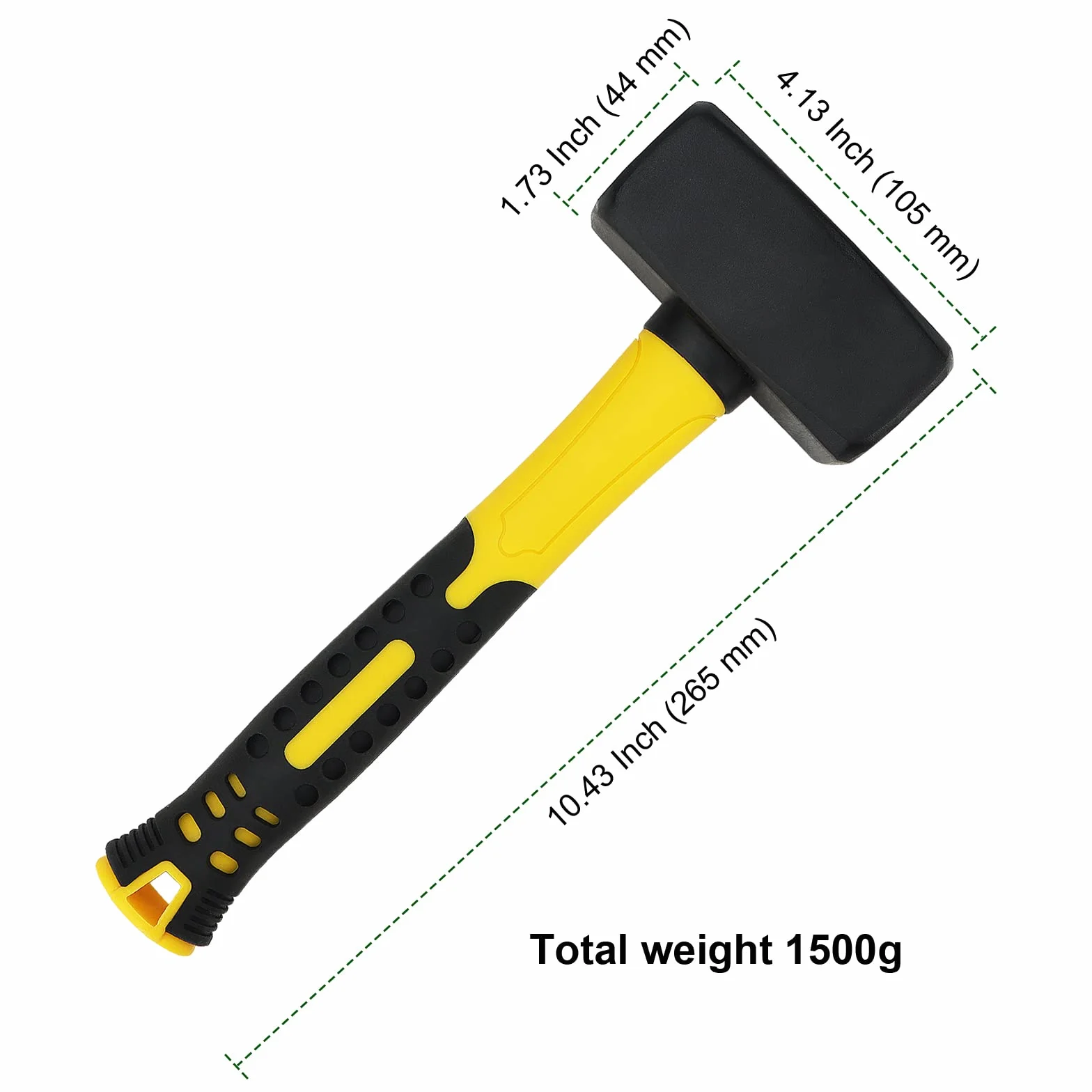 NGOSUET Marteau de Maçonnerie 1500g - Lot de 2 Pièces - Acier Haute Qualité avec Poignée Fibre de Verre Antidérapante - 265mm pour Travaux de Construction et Bricolage