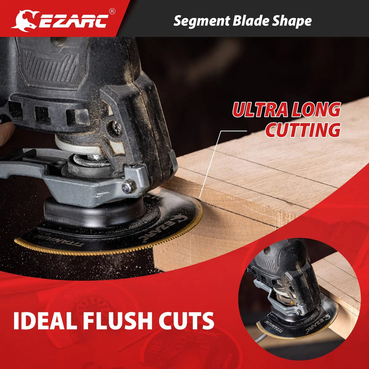 EZARC Kit de lames de scie oscillantes en titane 4 pièces, lames multi-outils de coupe plongeante pour clous à bois métalliques, vis, coupe affleurante, multi-outils universelles à dégagement rapide