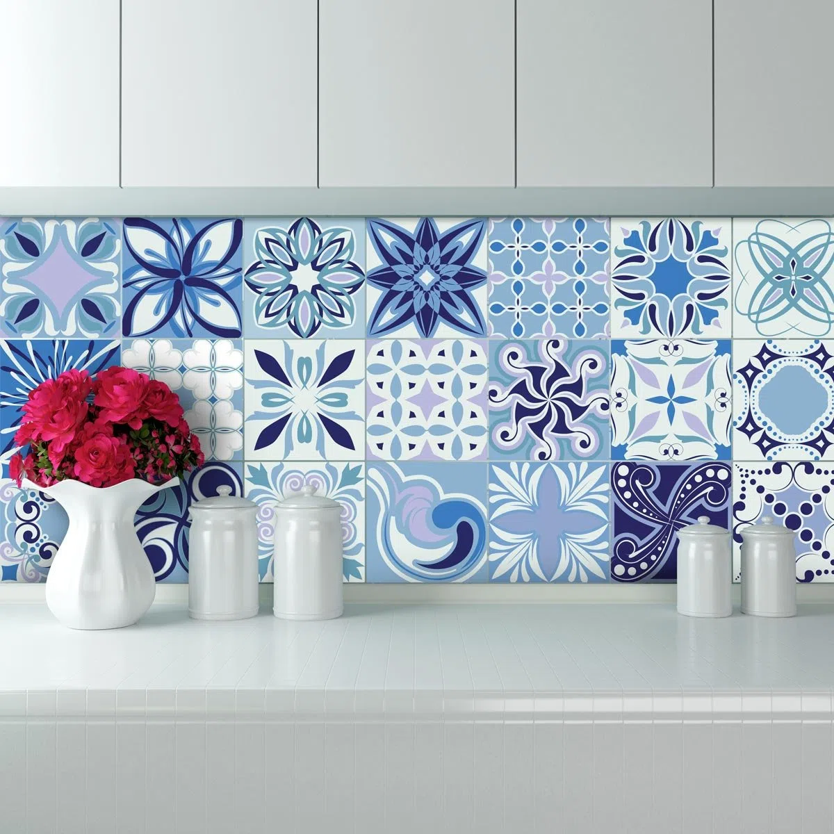 Adesivo per piastrelle da 30 pezzi per bagno e cucina | Piastrelle in Ceramica Autoadesive Effetto Mosaico | Adesivi murali in porcellana 15 x 15 cm - Madère