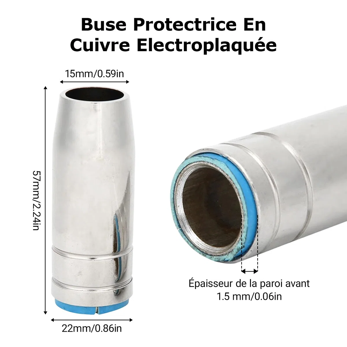 Lot de 5 buses de gaz MIG, consommables de torche de soudage MB 25AK MIG MAG, buse de gaz conique de 15 mm pour torche de soudage Binzel MB 25AK MIG/MAG