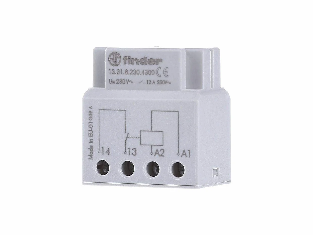 Finder 133182304300PAS Relais à encastrer en Boîte/Derrière Boîte à boutons 1 NO 230 Vac 12 A sous 250 Vac1