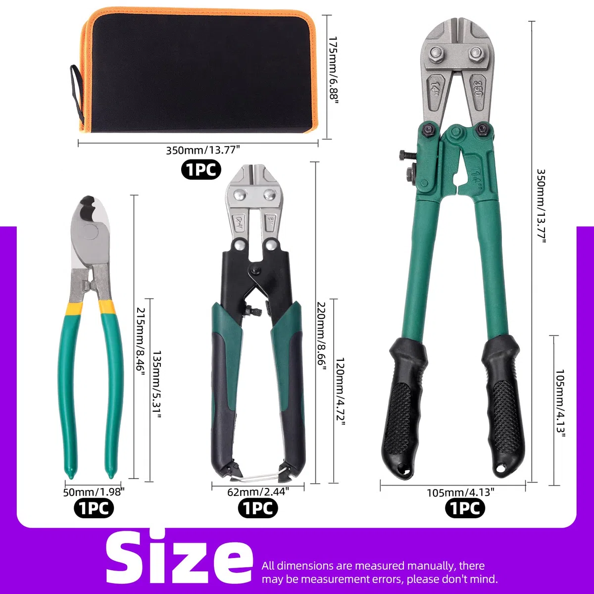 Swpeet Lot de 3 mini coupe-boulons et coupe-câbles