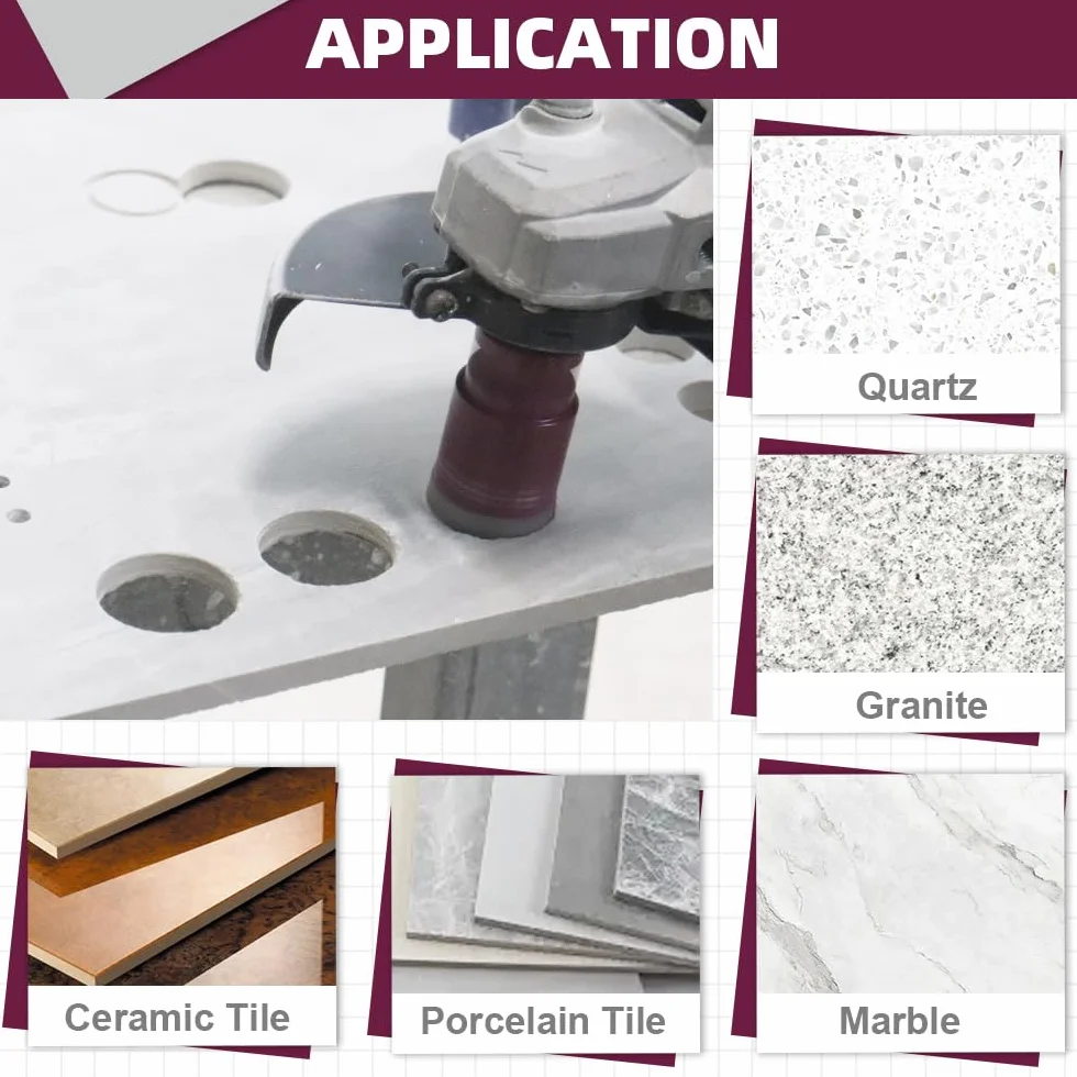 Forets Diamant pour Carrelage 6mm x M14-5 Pièces Trépan de Forage pour Céramique Porcelaine Marbre Granit pour Meuleuse d'Angle