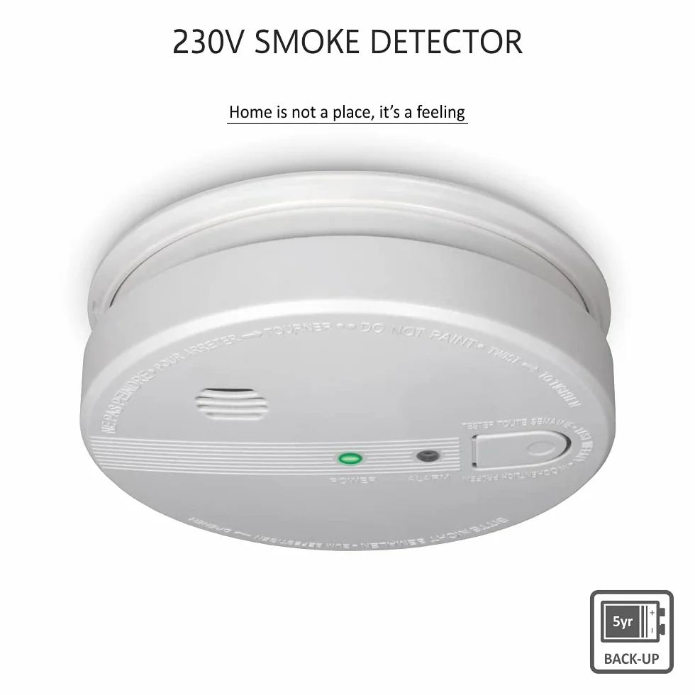 Elro FS1105P Détecteur de fumée - 230V - Branchement secteur - avec batterie de secours 5 ans - Conforme à la norme européenne EN14604