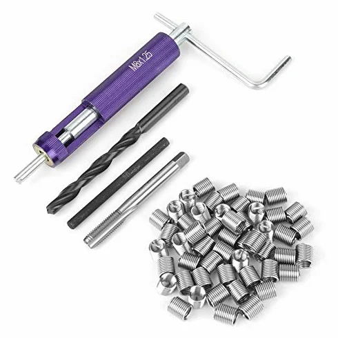 Kits Réparation de Filetage + 50pcs Filetage Hélicoïdal Enroulé d'Acier Inoxydable Filetage Insère Insertions M8 x 2D