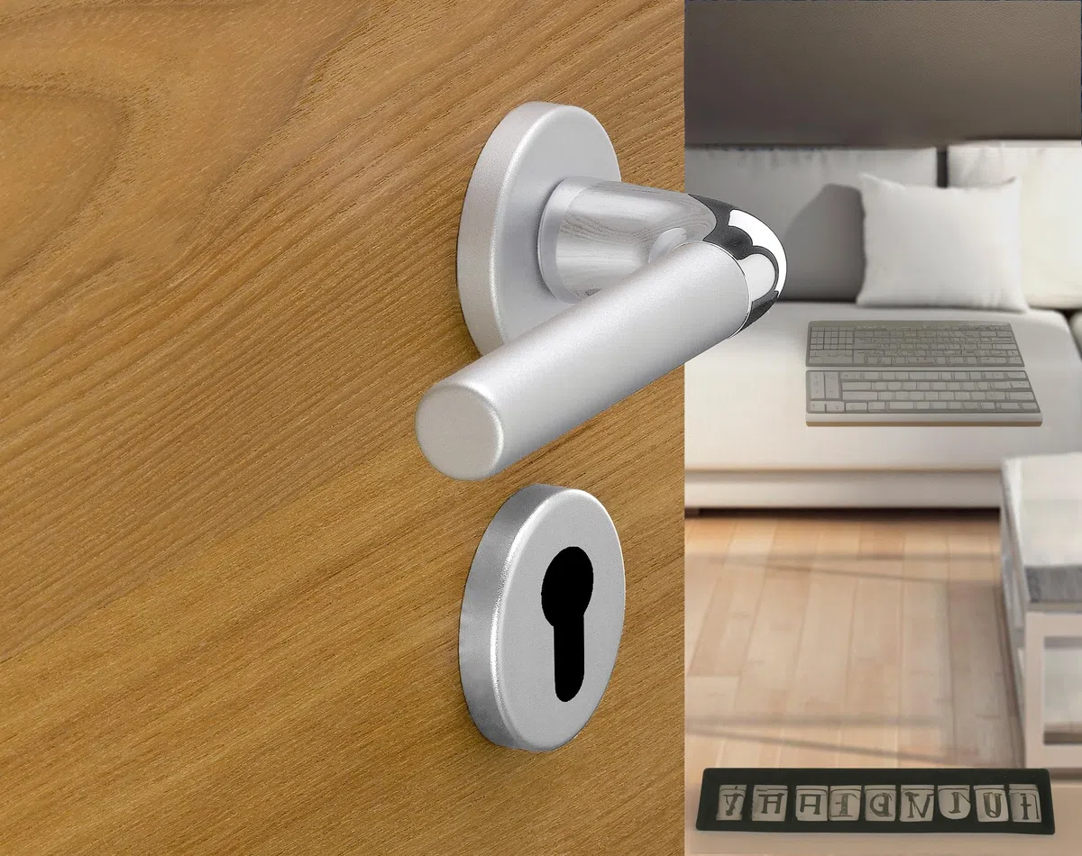 Paire de rosettes avec trou cylindrique compatible avec trou Yale, douilles de serrure de porte - rosettes vendues par paire (ronde, blanche)
