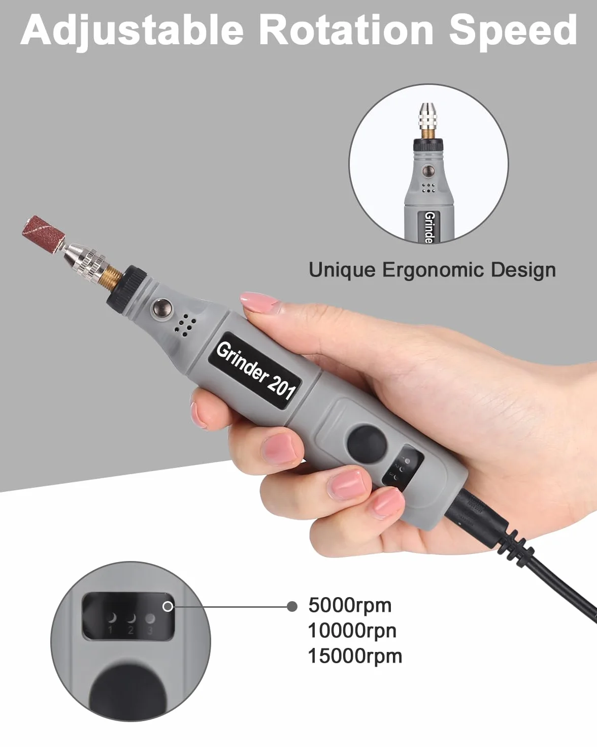 Multifonction Outils Rotatif Avec 95 Accessoires, Outil Rotatif sans fil, 3 Vitesse Perceuse sans fil Mini 5000-15000 tr/min, pour Perçage, Meulage,Polissage,Découpe, Gravure