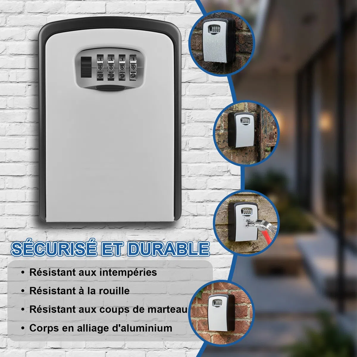 Diyife Boite a Clef Grande Capacité, Anti-Intempéries Boite a Clefs Murale | 145x105x55mm (HxBxT) - Gris, Boite a Clefs Securisee Exterieur avec Code 4 Chiffres, pour Clés et Cartes