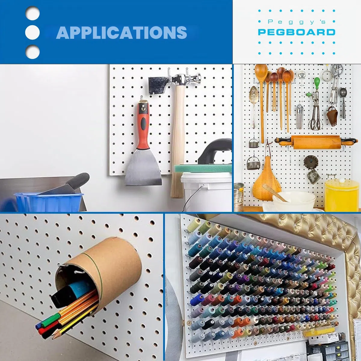 Pegboard Assortiment de 67 crochets muraux perforés pour mur d'outils dans le garage, l'atelier, la cave, l'abri de jardin, la salle de gym ou la cuisine