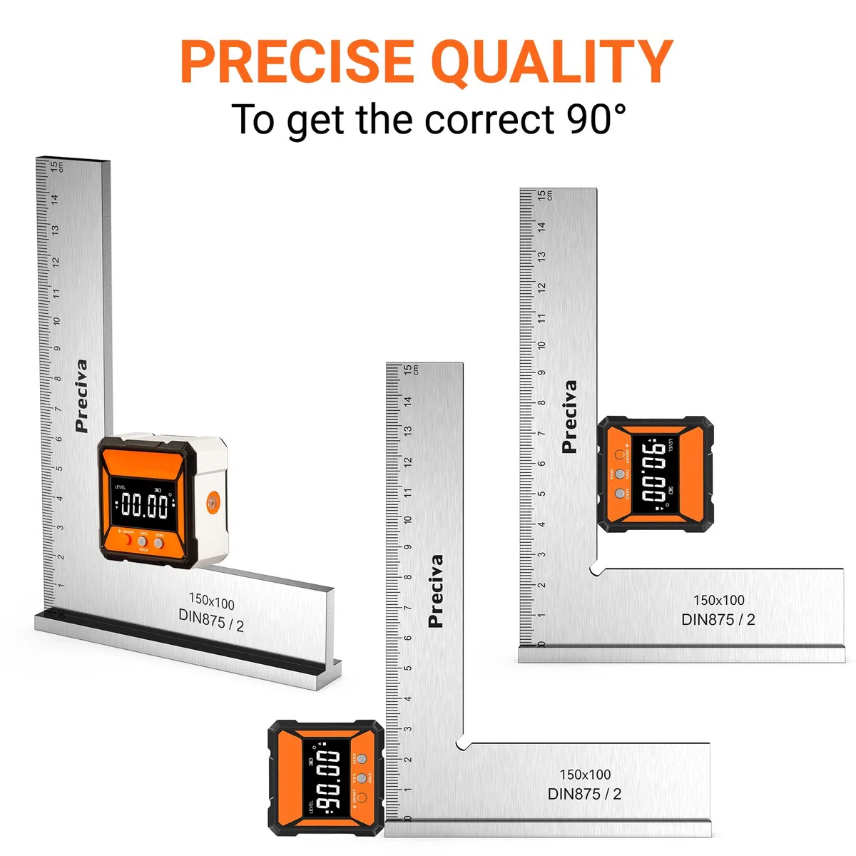 Equerre Menuisier, Preciva 150x100mm Précision Angle Droit Bloc Règle avec Échelle pour Ingénieur Charpentier, Fausse Equerre Charpentier Metal pour Machines Mettre en Place et Laboratoire Utilisation