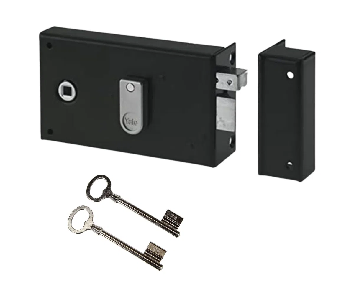 Yale Serrure en applique horizontale à fouillot Droite - YAH36D - Kaki, 2 Clés fournies, Axe à 55 mm, Carré de 6 mm, Version Droite - pour Porte intérieure de communication