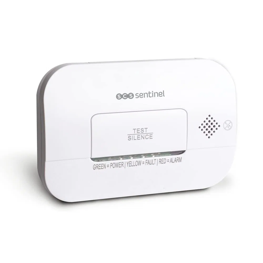 SCS Sentinel - SDA0041 - Détecteur de monoxyde de Carbone - Alarme 85 DB Minimum - Bouton d’Auto-Test - Alarme sonore avec indicateur Lumineux - 2 Piles LR6-AA-1,5V - CO-Alarm