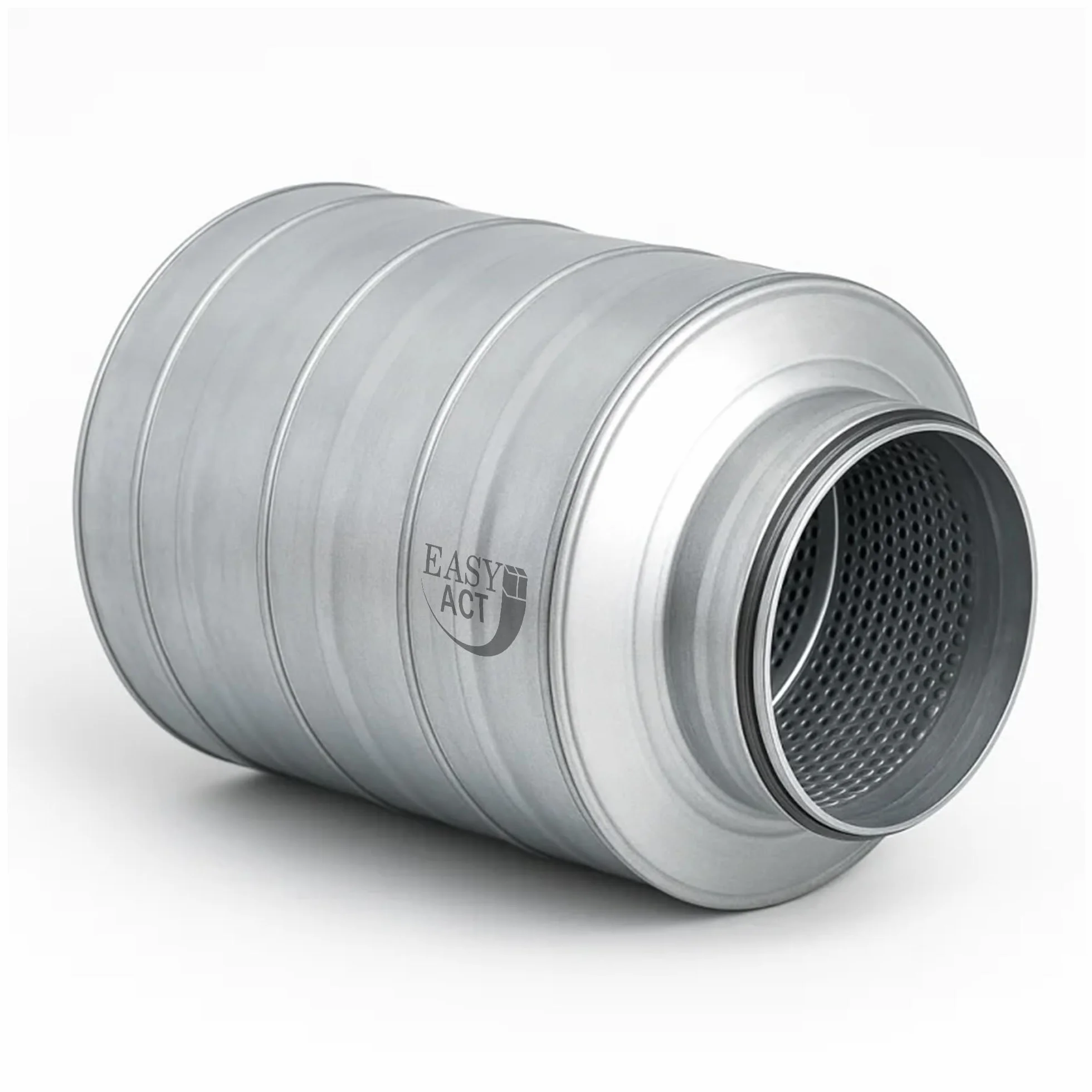 Easy Act Silencieux de 80 mm de diamètre, longueur 300 mm, silencieux tubulaire efficace en acier galvanisé pour réduire le bruit dans les systèmes de ventilation
