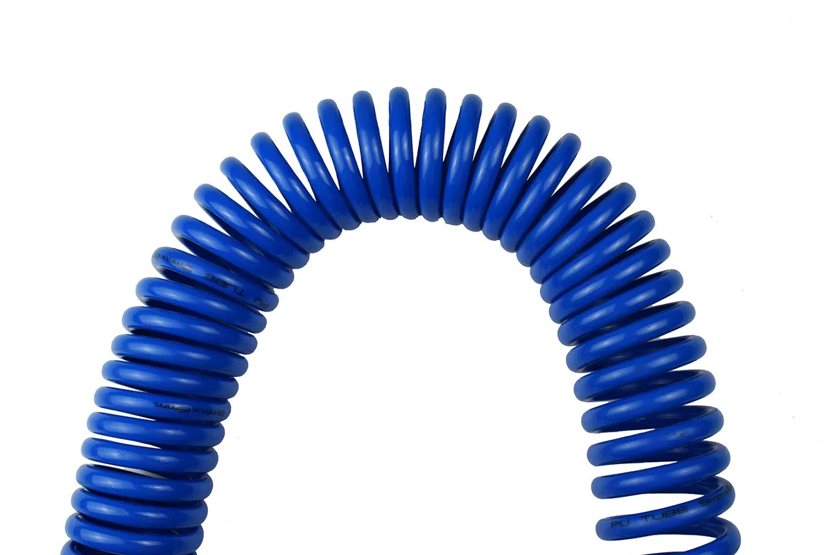 YOTOO Tuyau d'air en polyuréthane 10 m de long, 6 mm de diamètre intérieur x 11 mm de diamètre extérieur avec limiteur de courbure, raccord rapide et prise 1/4 "Allemagne, bleu
