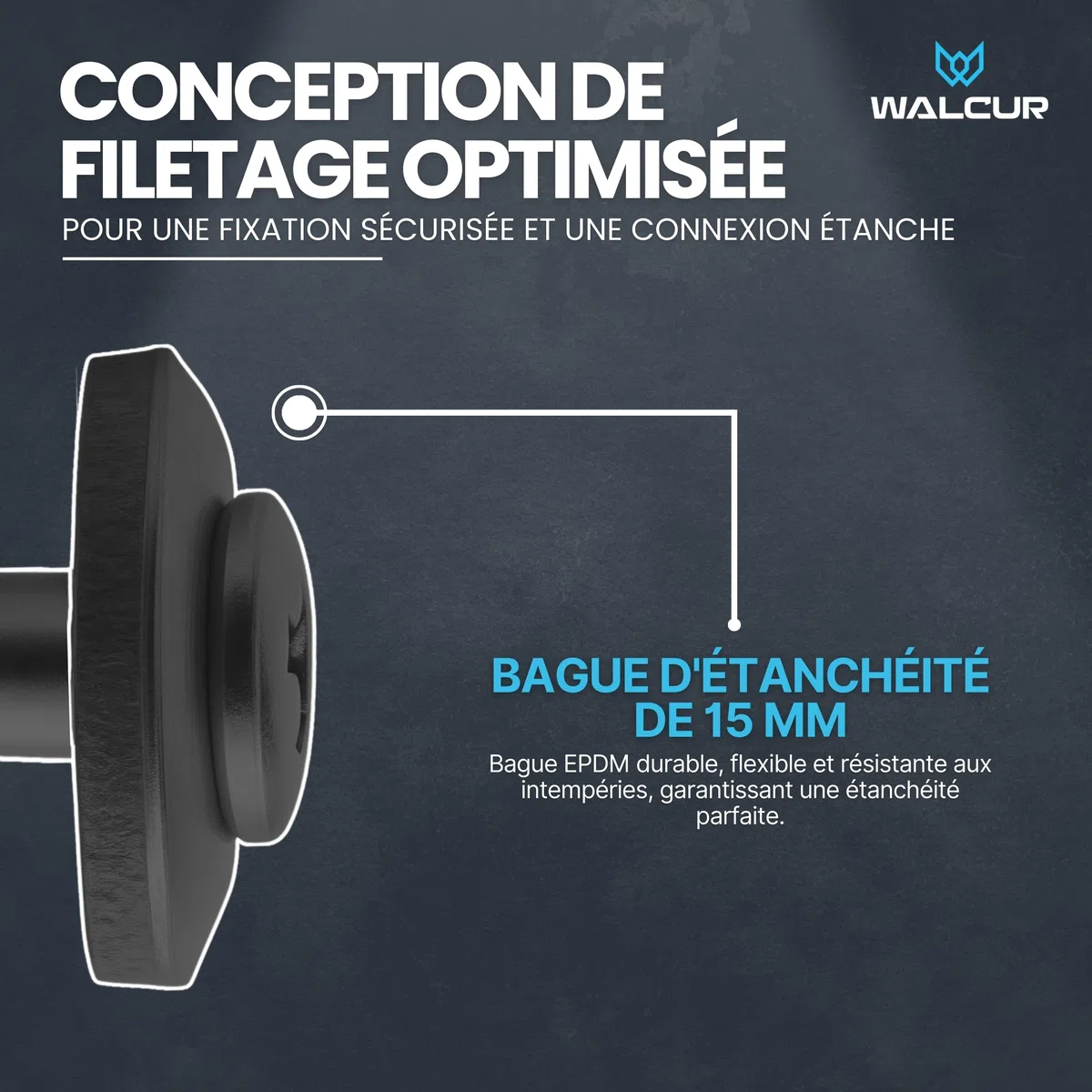 WALCUR Vis Spengler ø 4.5 x 25mm de Terrasse Autoperceuses en Acier Inoxydable 100 Pièces Étanches de Toiture avec Rondelles en Caoutchouc Anthracite Gris