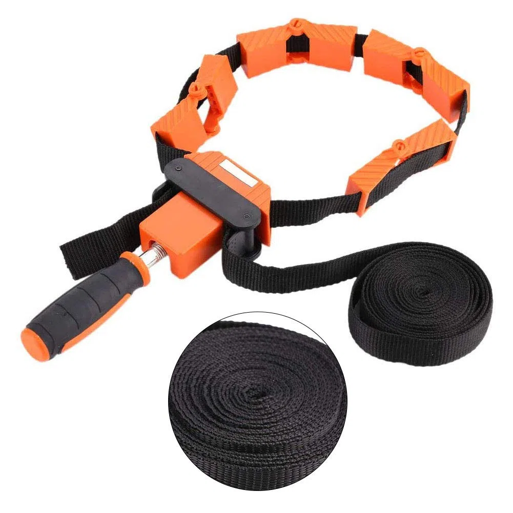 Nylon Multifonctionnel, Cadre de Serrage de Ceinture de Liaison Multifonction en Bois avec Outil Clip d'angle de Polygones Sangle de 4 M pour Photo en Bois