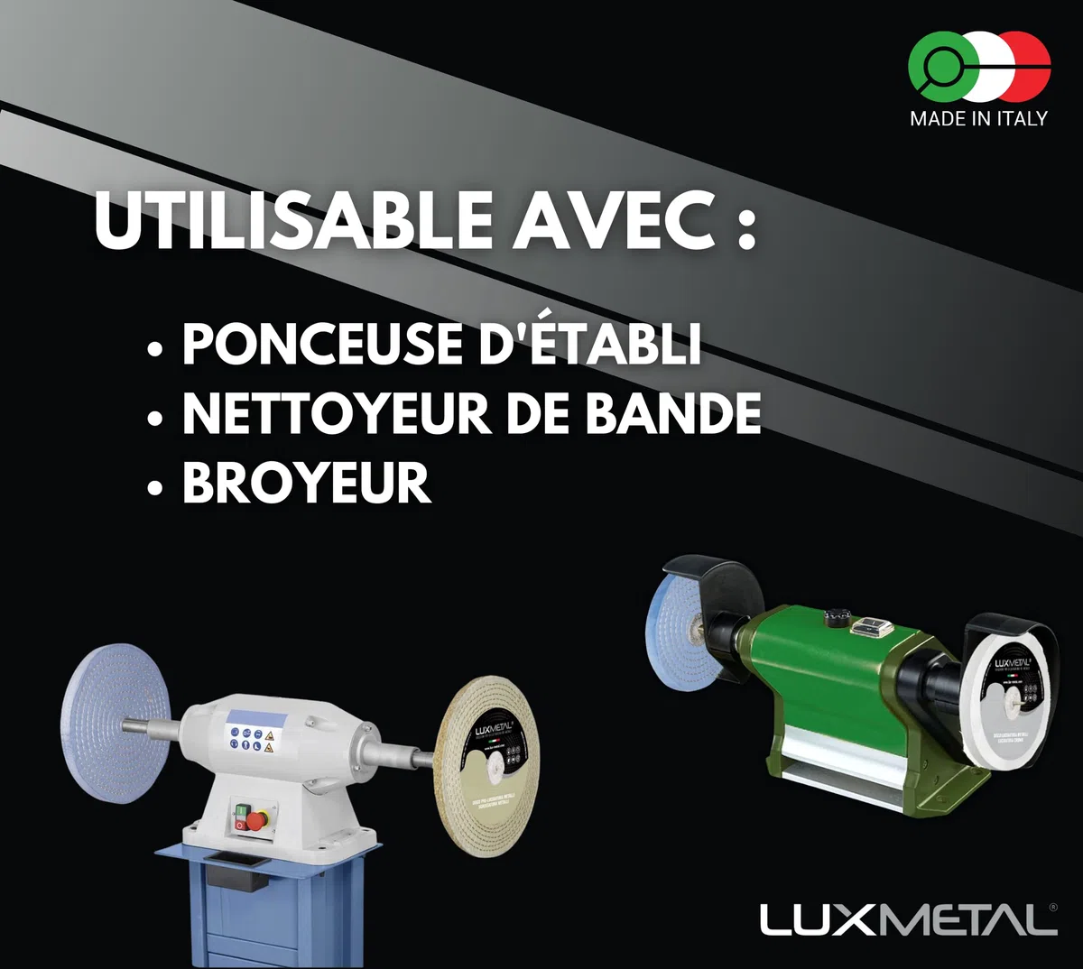 Lux Metal Disque Polissage 250 mm de Coton Fin en Flanelle Roue Pad Tampon Pour Meuleuse Touret à Meuler Brosse Polisseuse Lustrage Metal Acier Inox Alu Pour Aluminium Chrome Resine Epoxy Pate a Polir