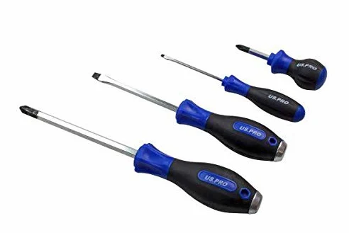 US PRO Tools 1621 Jeu de 10 tournevis cruciformes et fente avec pointe magnétique