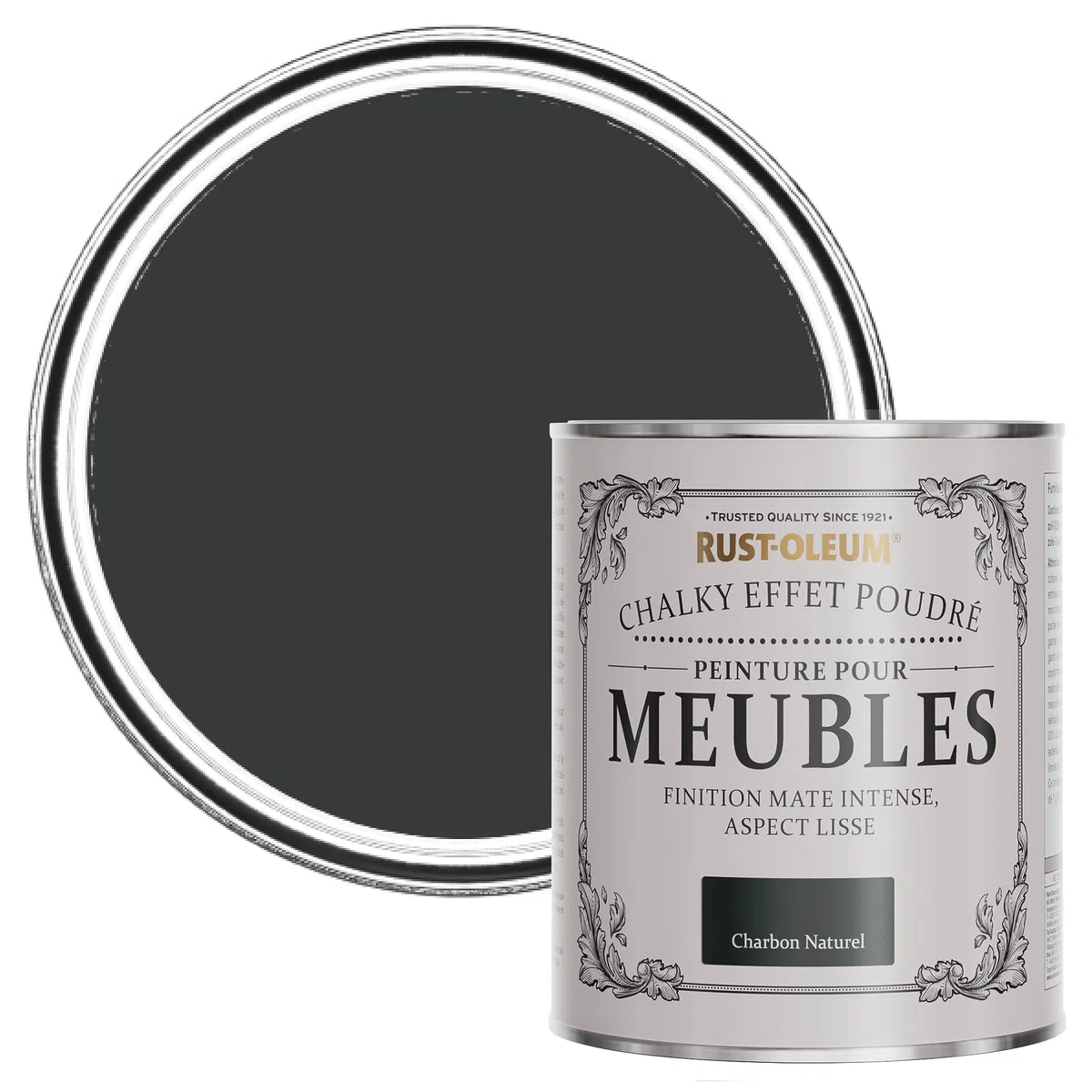 Rust-Oleum Peinture Noire pour Meubles Chalky, Mat Effet Poudré - Charbon Naturel 750ml