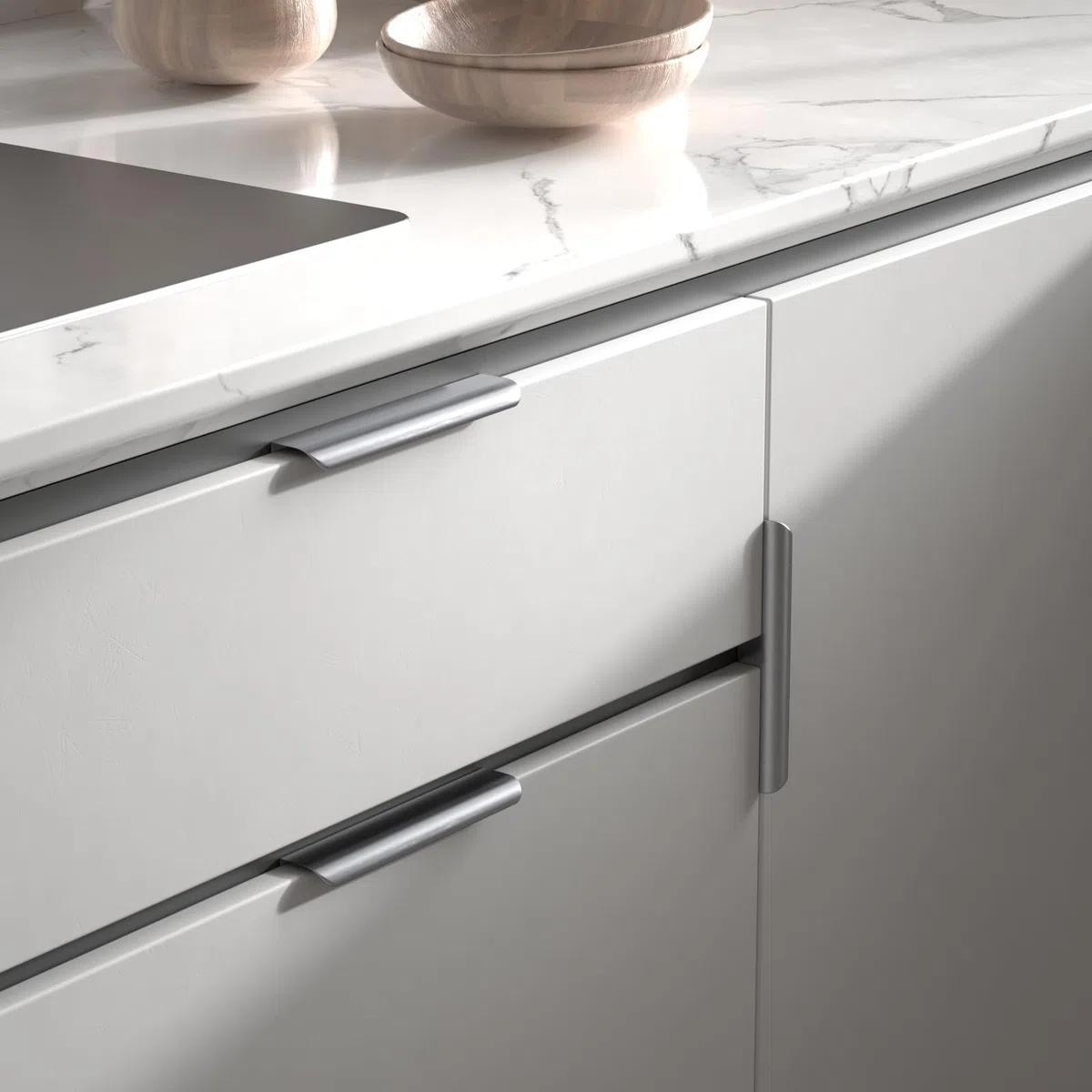 Goldenwarm Lot de 15 Poignee de Meuble Cuisine Poignée Meuble Invisible Noir -LS7027SNB128 Poignée Profil Aluminium Cuisine Brossé en Alliage d'Aluminium Entraxe 128mm