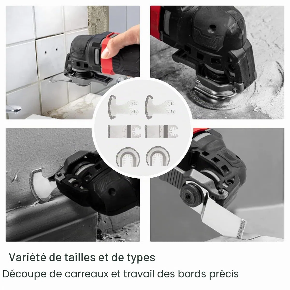 NIYATA Lot de 6 lames diamantées pour outil multifonction, lame oscillante pour outil multifonction de retrait de coulis, lame de retrait de coulis diamantée, lame multifonction pour maçonnerie pour
