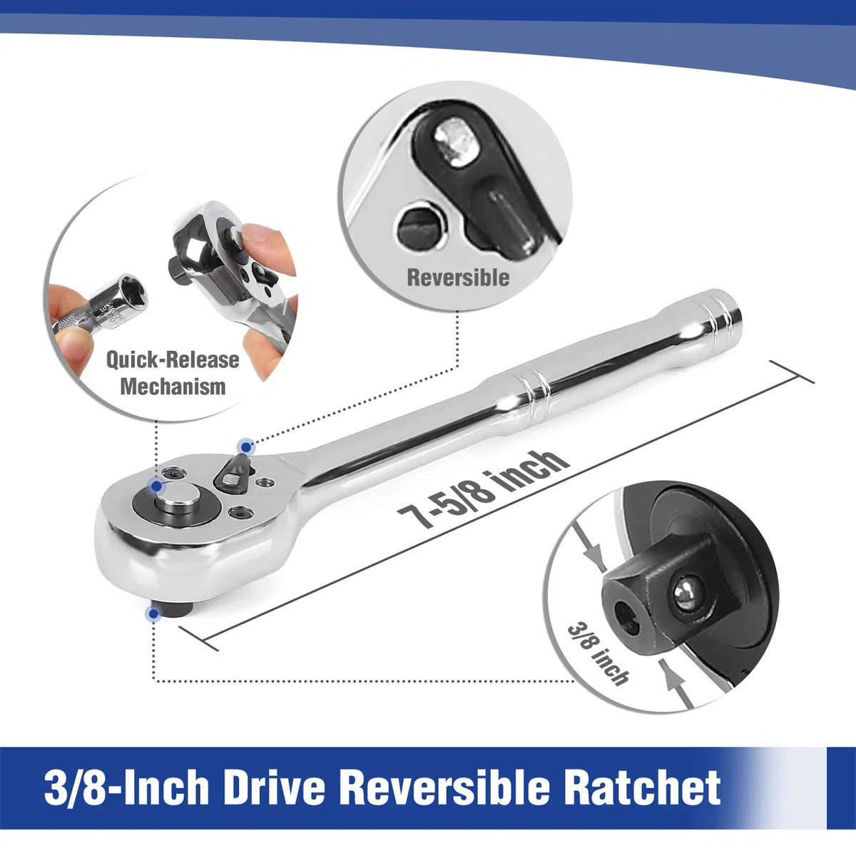 WORKPRO Coffret de Douilles en Cr-V 1/4-inch et 3/8-inch et Clé à Cliquet de Dégagement Rapide (39-Pièce)