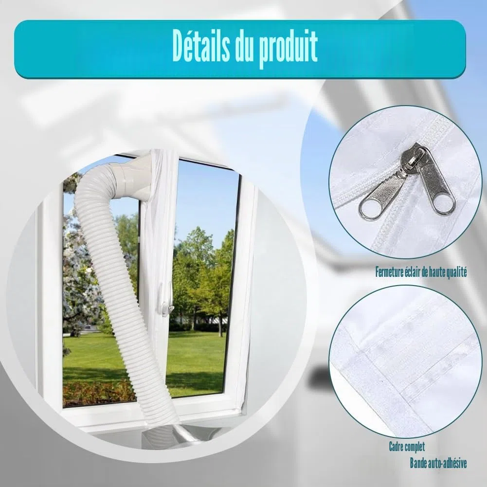 Tissu de Calfeutrage 4M pour Fenêtres, Kit d'Étanchéité Universel pour Climatiseur Mobile et Sèche-Linge, Étanche et Anti-Courant d'Air