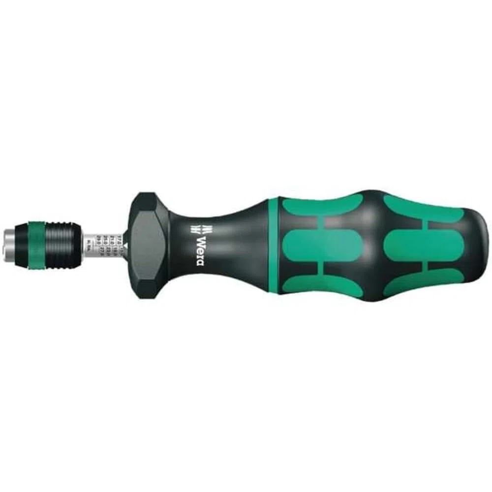 Wera 05074711001 7446 Kraftform, Tournevis dynamométrique réglable avec mandrin à serrage rapide Rapidaptor, 1/4 pouce, 11,0-29,0 in. lb., Noir/vert
