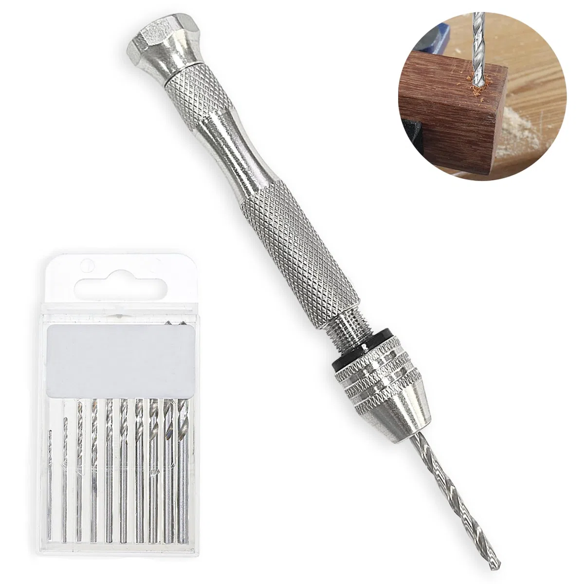 Kit De Perçage Manuel, Mini Perceuse À Étau Pour Moules En Résine, Perceuse De Bricolage Avec Mèches Hélicoïdales De 0.8-3Mm, Petite Perceuse Manuelle Pour L'Artisanat, La Sculpture, Le Modélisme