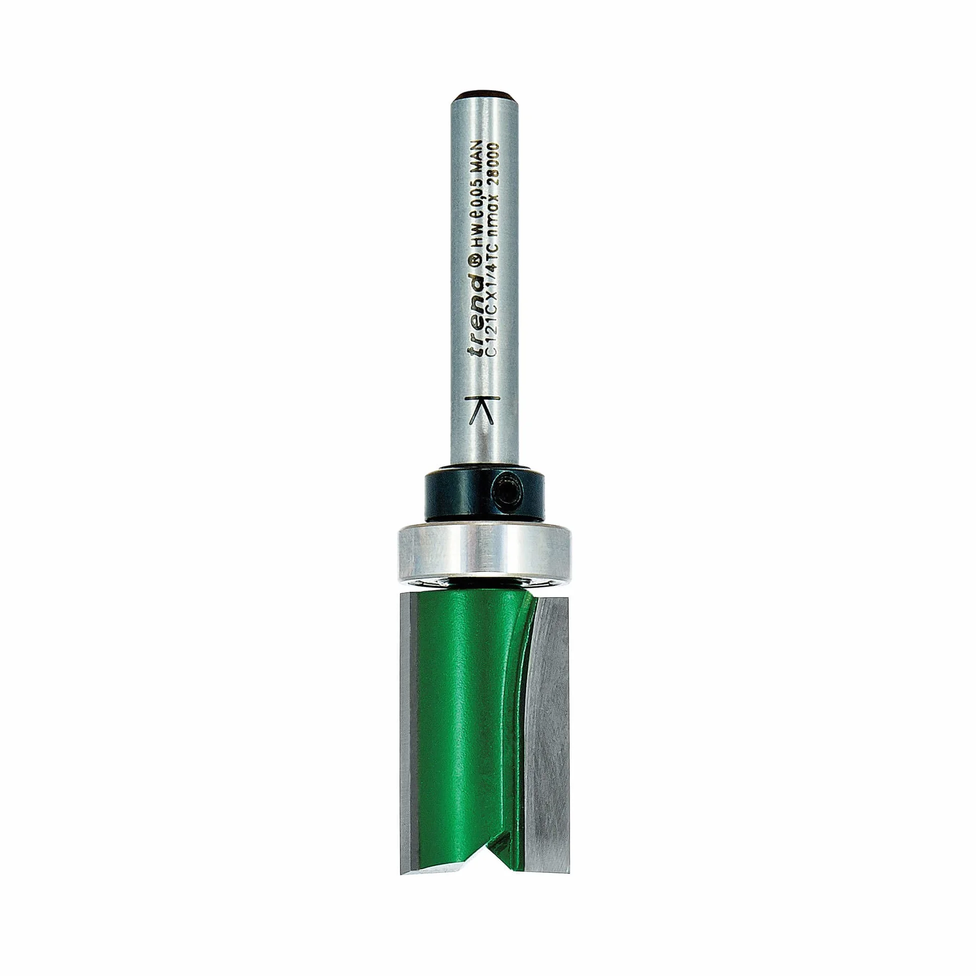 Trend CraftPro Fraise à défoncer à guide, queue de 1/4 pouce, diamètre de coupe 15,9 mm et longueur de coupe 25 mm, embout en carbure de tungstène, C121CX1/4TC