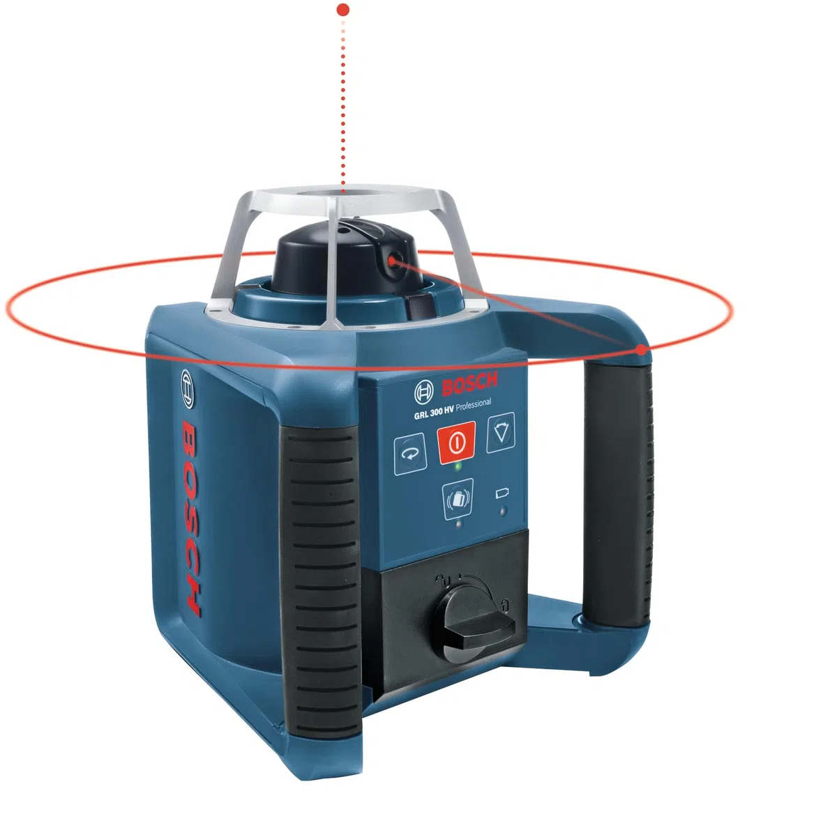Bosch Professional Laser Rotatif GRL 300 HV (Laser Rouge, Cellule de Réception LR 1 avec support, Portée : jusqu'à 300 m (Diamètre), piles (2xD, 1x9V), Chargeur, dans L-Boxx)