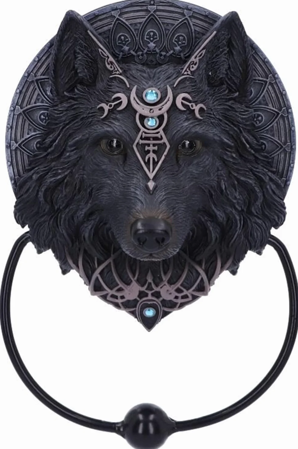 Nemesis Now Wolf Heurtoir de Porte Motif Lune Noir 20,5 cm