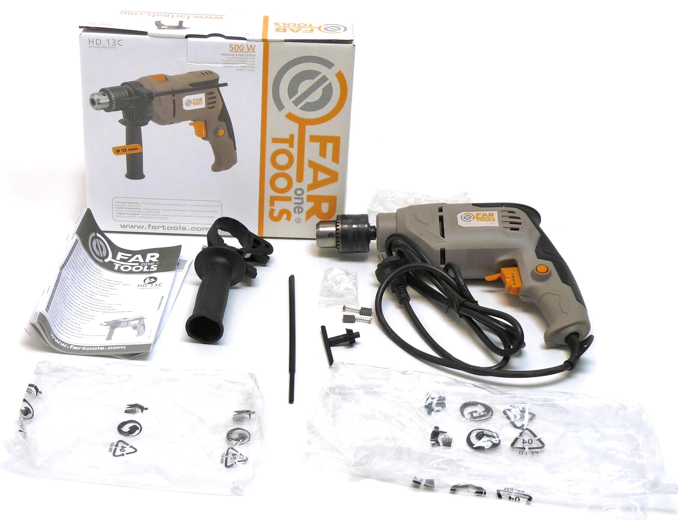Fartools Perceuse à Perceuse 500W Mandrin à Clé Ø13mm