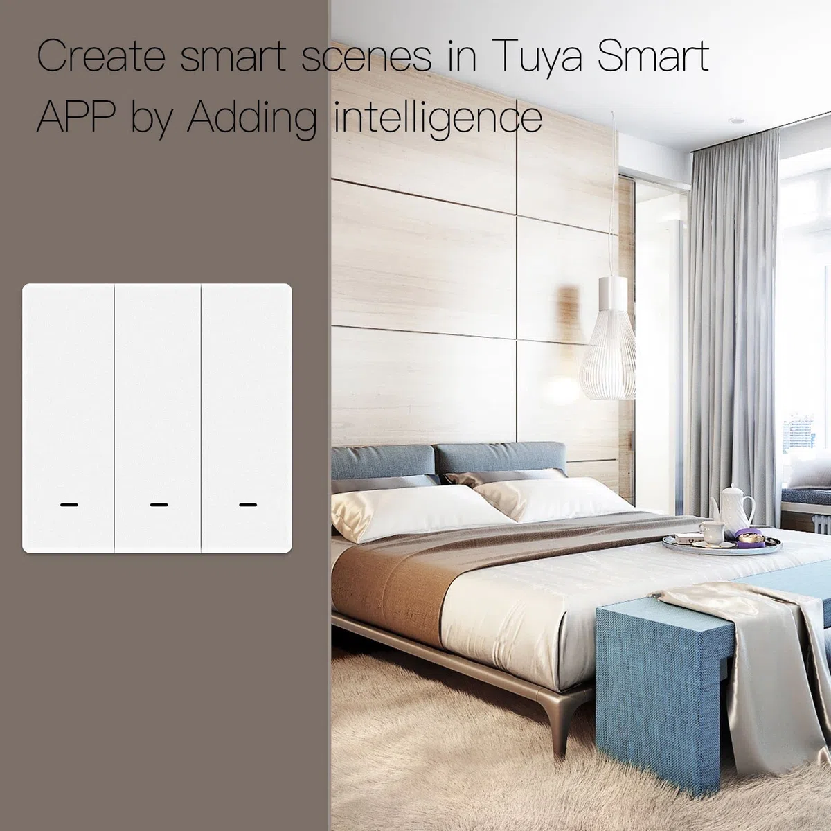Tuya ZigBee Commutateur de Scène sans Fil 1 Gang | Alimenté par 3 piles, bouton mécanique pour scène domotique, Tuya Zigbee Hub requis