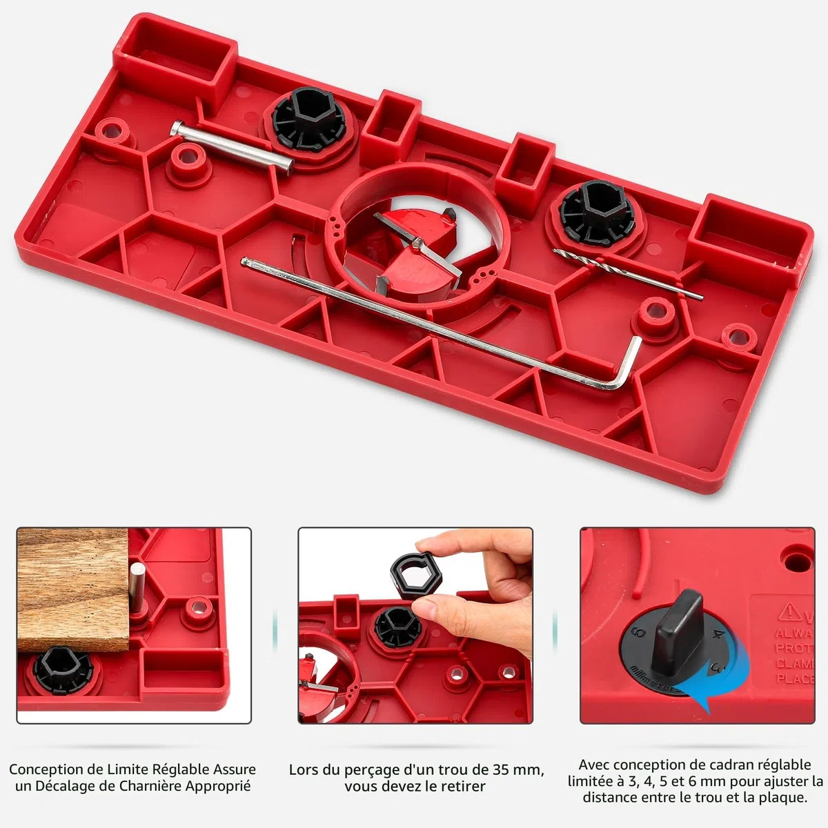 Idong Dima pour trous à poche 35 mm, ensemble de guides, fermeture à glissière, perceuse cachée à tasse, série trous outils de travail du bois, charnière pour installation de charnières de porte