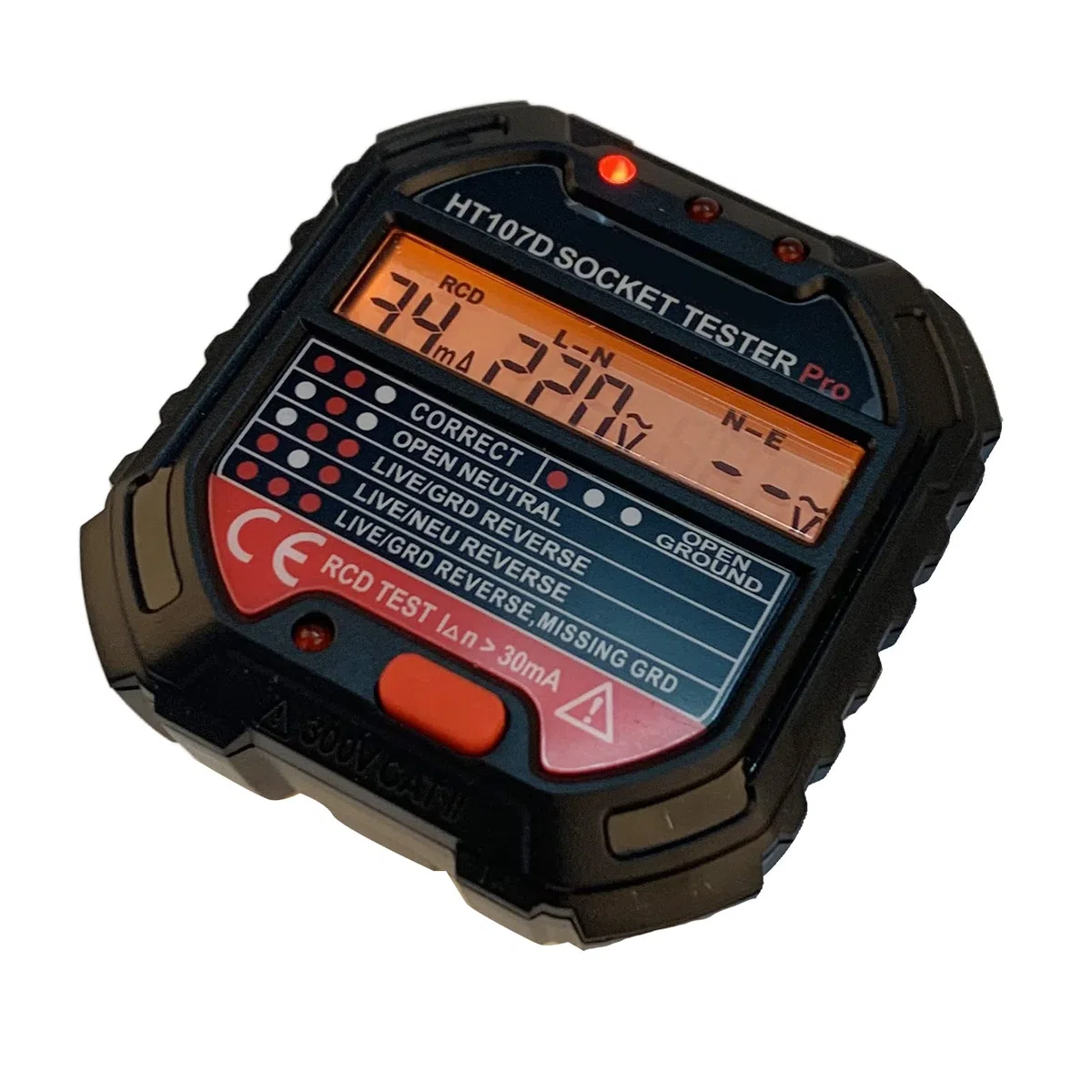 Prise de Testeur de Terre, Prise Secteur à Affichage Numérique LCD HT107D avec Compteurs de Résistance à la Terre, Outil de Vérification des Défauts, électroscope de Détection EU