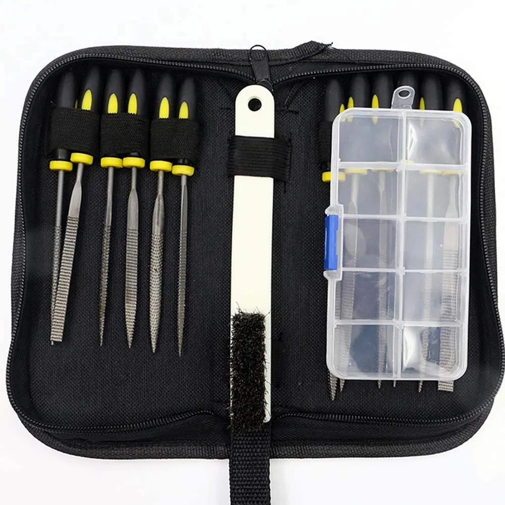 Lot de 15 petites limes et râpes en bois avec brosse de nettoyage - Mini limes aiguilles en métal avec une variété de formes et de tailles pour sculpture sur bois